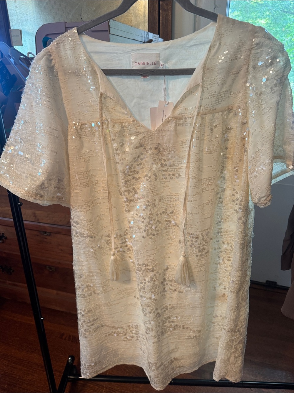 Gabrielle Ivory Sequin Dress